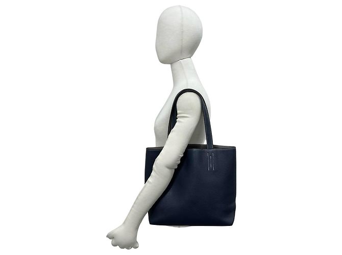 Hermès HERMES Double Sens 36 Tote Bag aus Taurillon Clemence Braun Blau - Ansicht 2