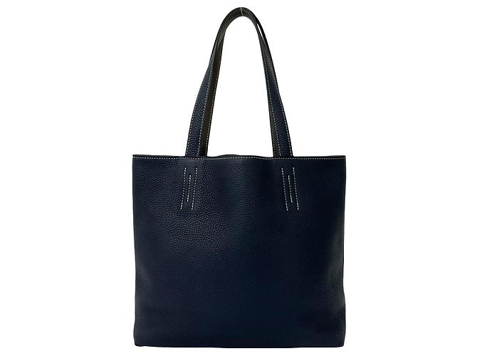 Hermès HERMES Double Sens 36 Tote Bag aus Taurillon Clemence Braun Blau - Ansicht 3