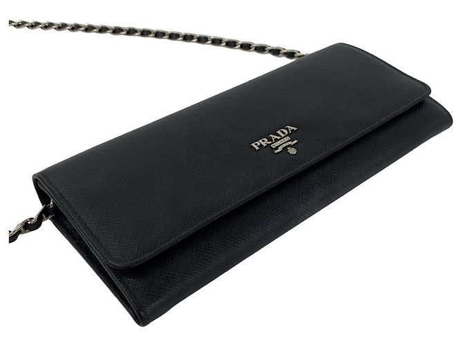 Mini borsa a tracolla in pelle Saffiano con logo Prada Nero - vista 7
