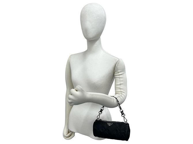 Pochette matelassée Prada avec logo triangle Noir - vue 2