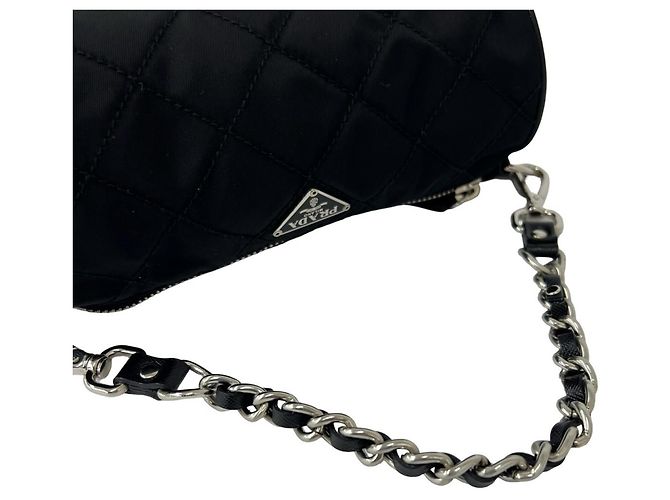 Pochette matelassée Prada avec logo triangle Noir - vue 4