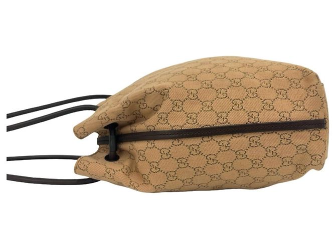 GUCCI GG Logo Canvas Leder Tote Bag Braun Beige - Ansicht 5