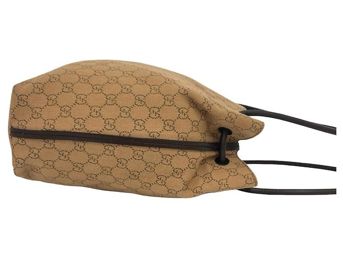 GUCCI GG Logo Canvas Leder Tote Bag Braun Beige - Ansicht 6