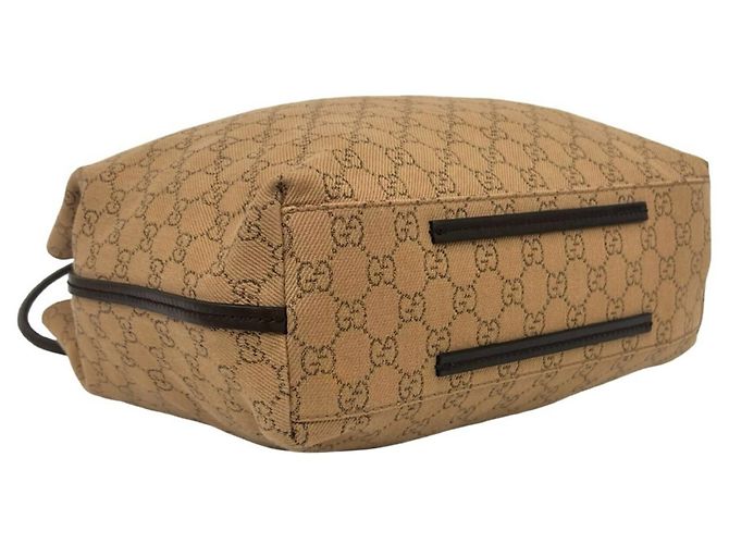 GUCCI GG Logo Canvas Leder Tote Bag Braun Beige - Ansicht 7