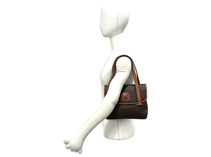 Céline Sac à main Celine Vintage Macadam Blazon en cuir Marron - vue 2
