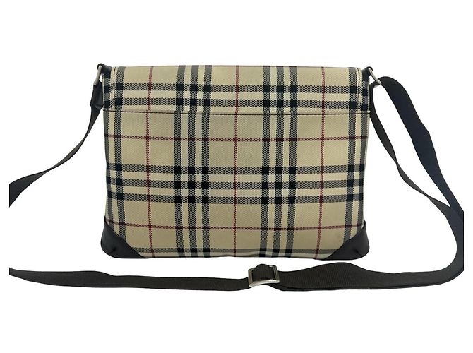 Borsa a tracolla Burberry Nova Check in tela e pelle Marrone Beige - vista 3
