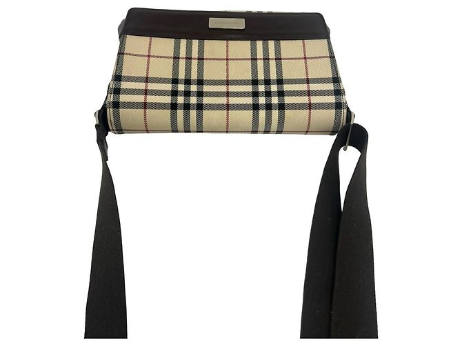 Borsa a tracolla Burberry Nova Check in tela e pelle Marrone Beige - vista 4