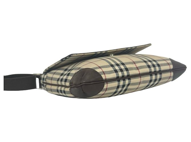 Borsa a tracolla Burberry Nova Check in tela e pelle Marrone Beige - vista 7