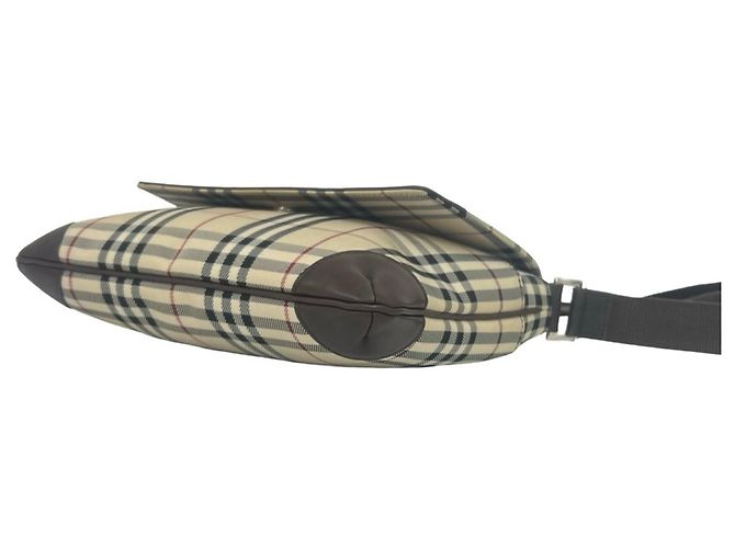 Borsa a tracolla Burberry Nova Check in tela e pelle Marrone Beige - vista 8