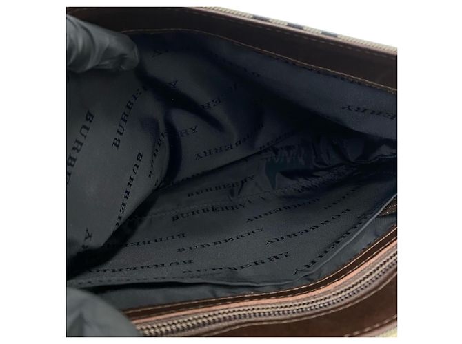 Borsa a tracolla Burberry Nova Check in tela e pelle Marrone Beige - vista 9