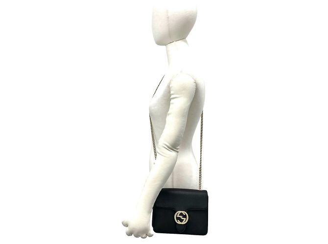 Bolso de piel GUCCI con herrajes Interlocking G Negro - vista 2
