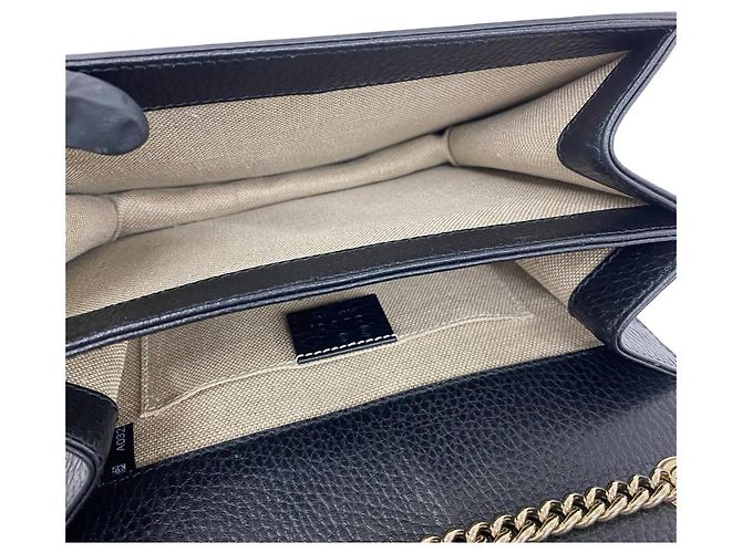 Bolso de piel GUCCI con herrajes Interlocking G Negro - vista 9