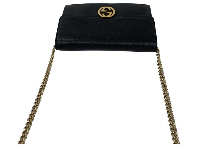 Borsa a tracolla mini portafoglio a catena in pelle con logo Interlocking G Gucci Nero - vista 4
