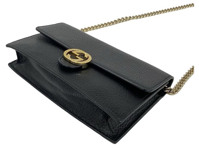 Borsa a tracolla mini portafoglio a catena in pelle con logo Interlocking G Gucci Nero - vista 8