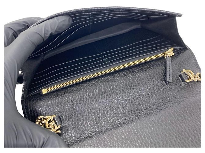 Borsa a tracolla mini portafoglio a catena in pelle con logo Interlocking G Gucci Nero - vista 9