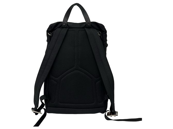 Prada Logo Tessuto Nylon Leather Backpack Black - view 3