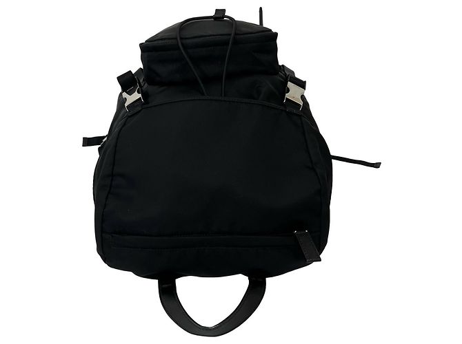 Prada Logo Tessuto Nylon Leather Backpack Black - view 4
