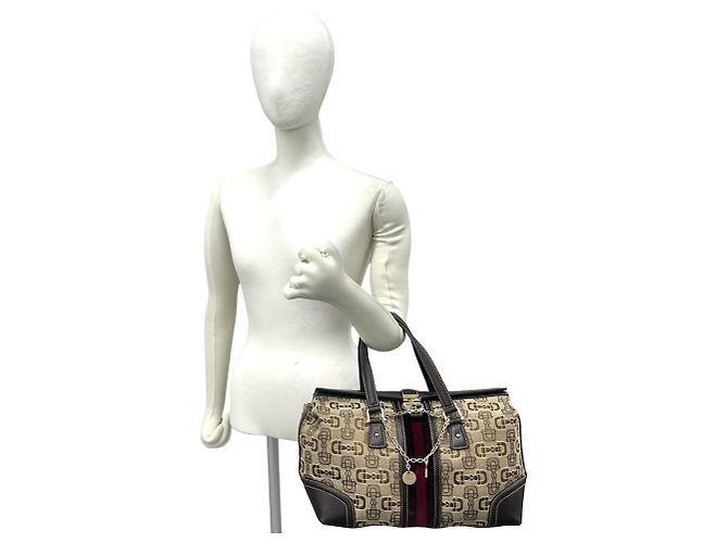 Gucci Sherry Line Handtasche mit Horsebit-Muster Braun Rot - Ansicht 2