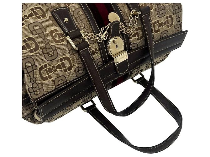 Gucci Sherry Line Handtasche mit Horsebit-Muster Braun Rot - Ansicht 4