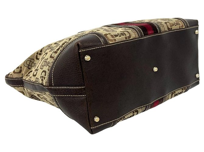 Gucci Sherry Line Handtasche mit Horsebit-Muster Braun Rot - Ansicht 7