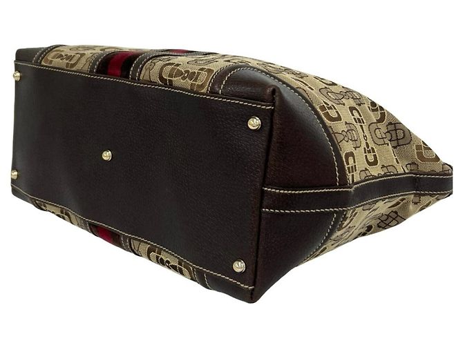 Gucci Sherry Line Handtasche mit Horsebit-Muster Braun Rot - Ansicht 8