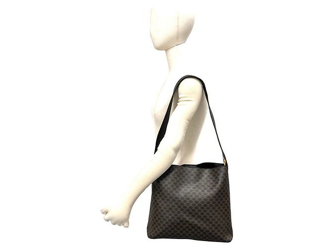 Céline Celine Vintage Circle Logo Schultertasche Braun Schwarz - Ansicht 2