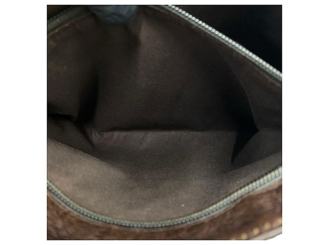 Borsa a tracolla Gucci in pelle e tela GG Pattern Marrone - vista 10