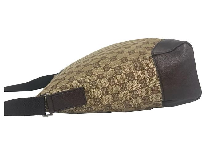 Borsa a tracolla Gucci in pelle e tela GG Pattern Marrone - vista 5