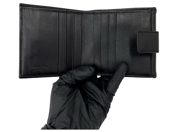 Céline Celine Vintage Macadam Triomphe Logo Leather Wallet Brown Black - view 7