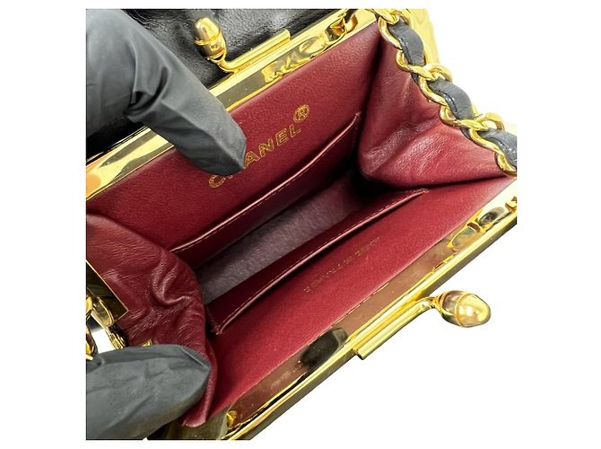Chanel Vintage Matelassé Schultertasche aus Lammleder Schwarz - Ansicht 9