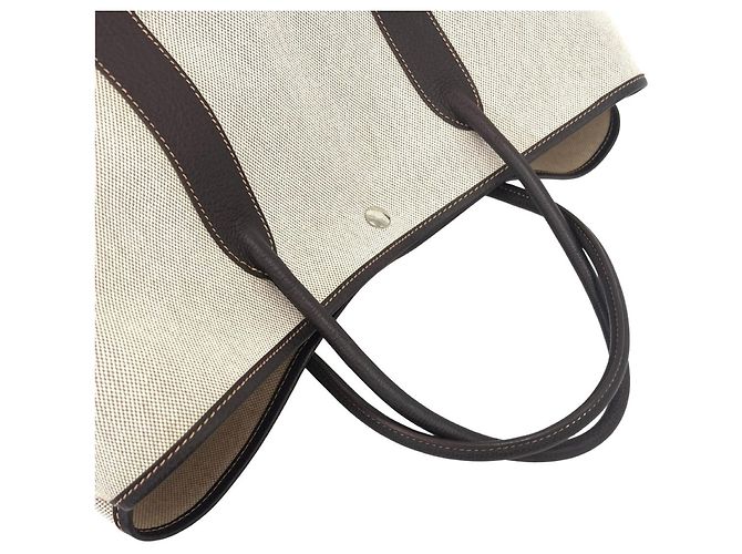 Hermès Borsa Tote Hermes Garden Party GM Toile H Buffalo Marrone Crudo - vista 4