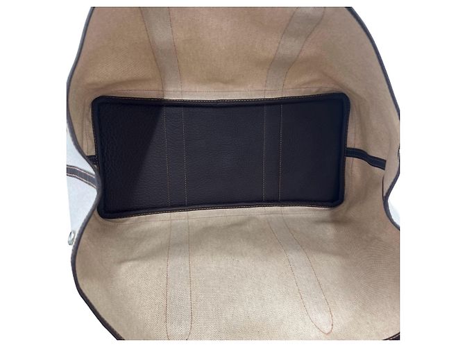 Hermès Borsa Tote Hermes Garden Party GM Toile H Buffalo Marrone Crudo - vista 9