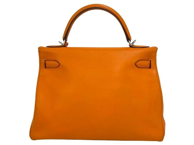 Hermès Borsa Hermes Kelly 35 in pelle Chevre Arancione - vista 3