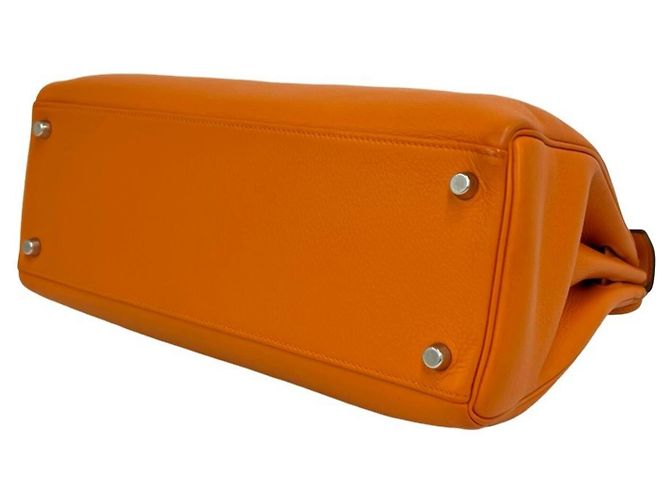 Hermès Borsa Hermes Kelly 35 in pelle Chevre Arancione - vista 8
