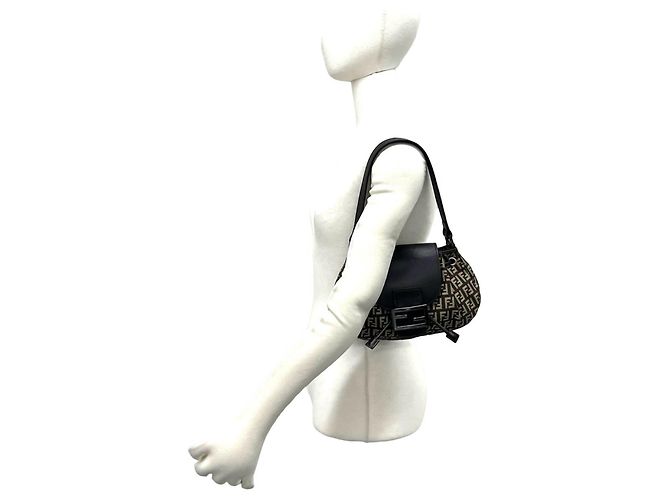 Bolso Semi-One Shoulder Fendi Zucchino FF Pattern Castaño Beige - vista 2