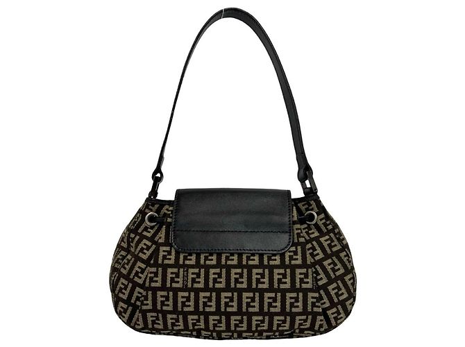 Bolso Semi-One Shoulder Fendi Zucchino FF Pattern Castaño Beige - vista 3