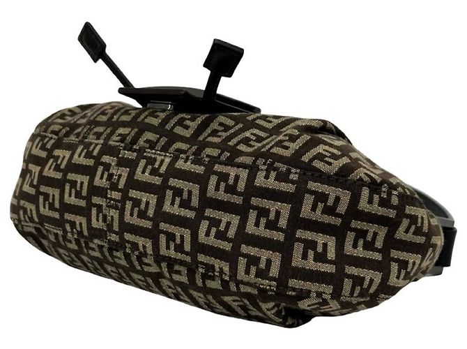Bolso Semi-One Shoulder Fendi Zucchino FF Pattern Castaño Beige - vista 8