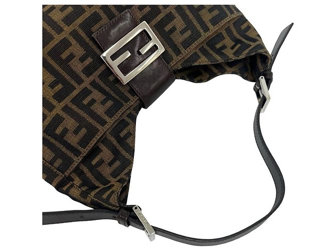 Borsa Fendi Zucca in tela e pelle marrone Nero - vista 4