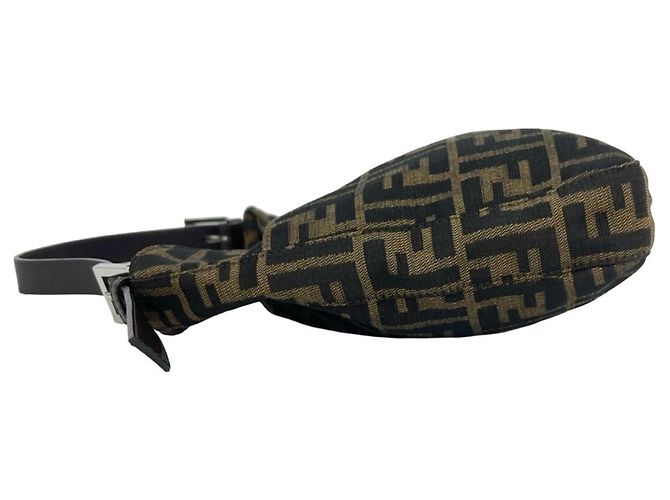 Borsa Fendi Zucca in tela e pelle marrone Nero - vista 5