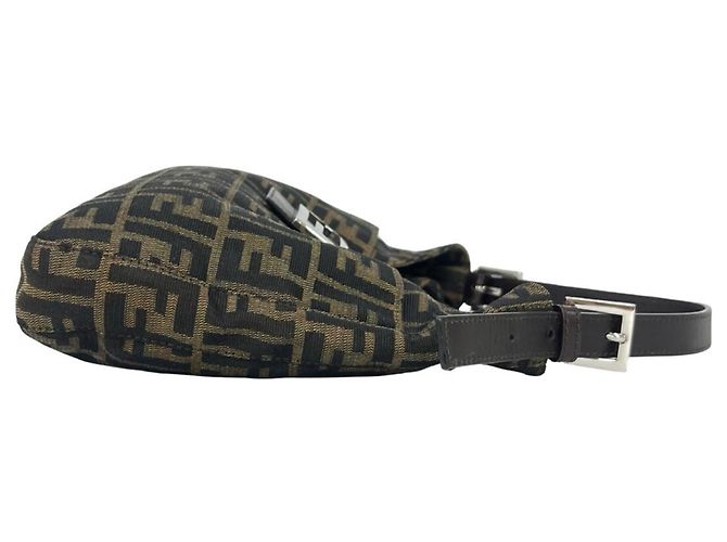 Borsa Fendi Zucca in tela e pelle marrone Nero - vista 6