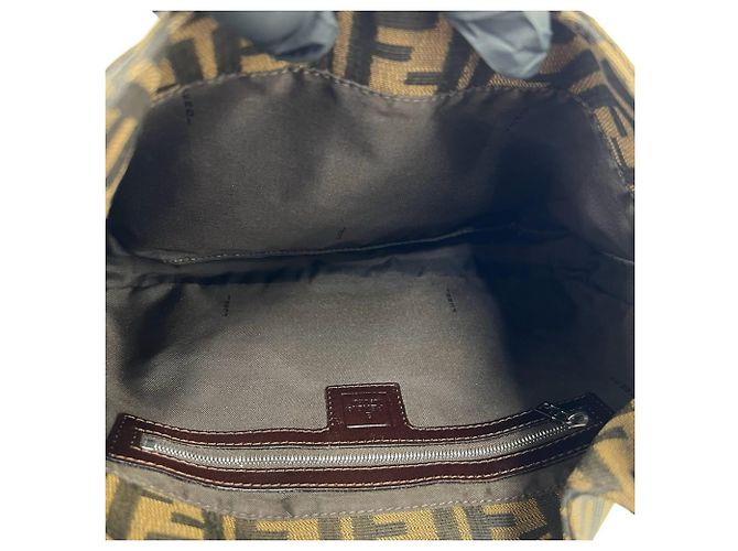 Borsa Fendi Zucca in tela e pelle marrone Nero - vista 9