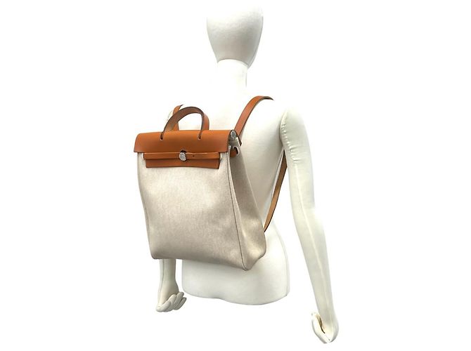 Hermès HERMES Herbag Ad PM Toile H Leder Rucksack Braun Roh - Ansicht 2