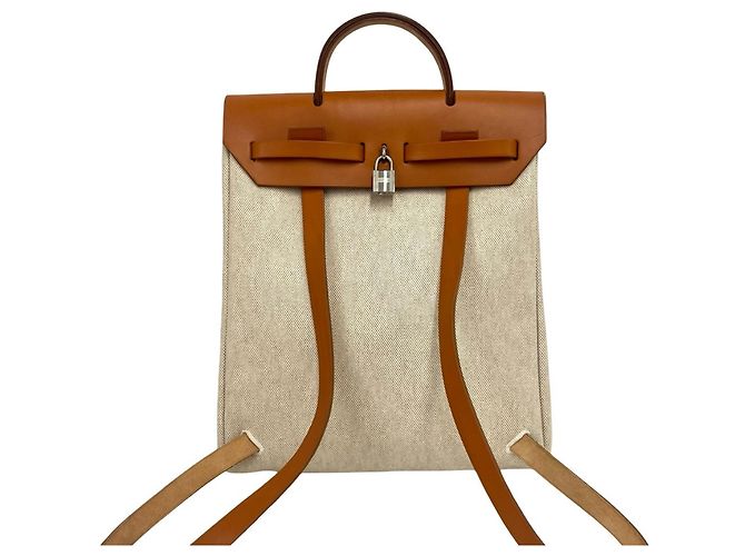 Hermès HERMES Herbag Ad PM Toile H Leder Rucksack Braun Roh - Ansicht 3