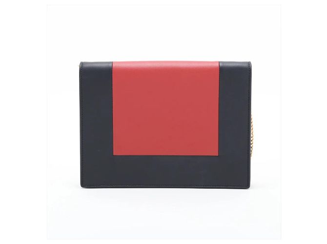 Céline Bolso de hombro de piel con cadena Celine Frame Evening Roja Azul marino - vista 2