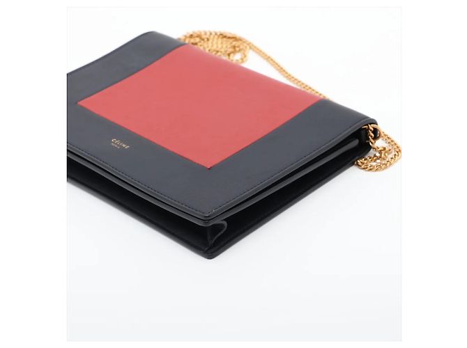 Céline Bolso de hombro de piel con cadena Celine Frame Evening Roja Azul marino - vista 3