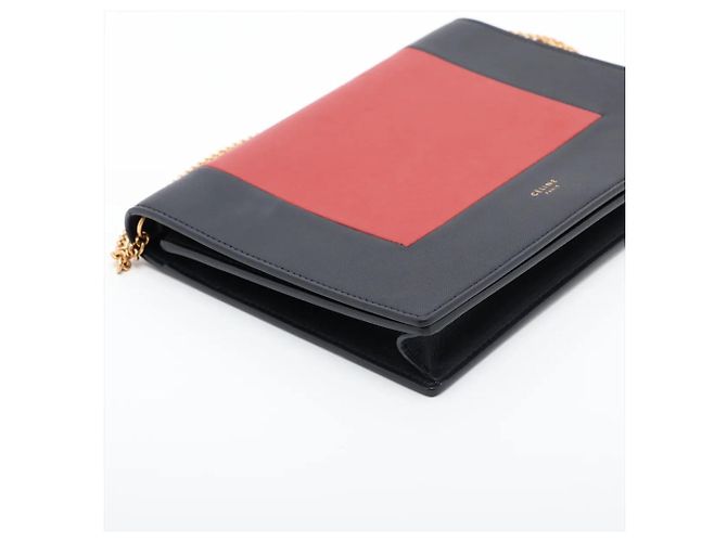 Céline Bolso de hombro de piel con cadena Celine Frame Evening Roja Azul marino - vista 4