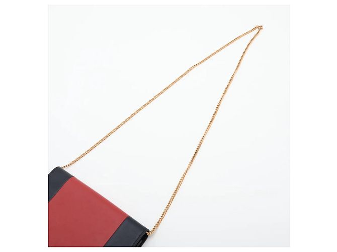Céline Bolso de hombro de piel con cadena Celine Frame Evening Roja Azul marino - vista 5