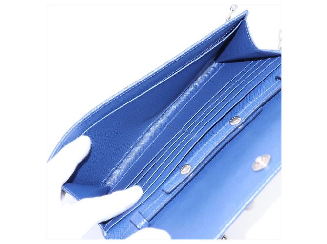 Bolsa de Ombro com Corrente em Couro Saffiano Prada Azul marinho - vista 6