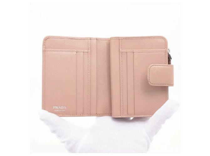Prada Saffiano Leather Bi-fold Wallet Beige - view 3