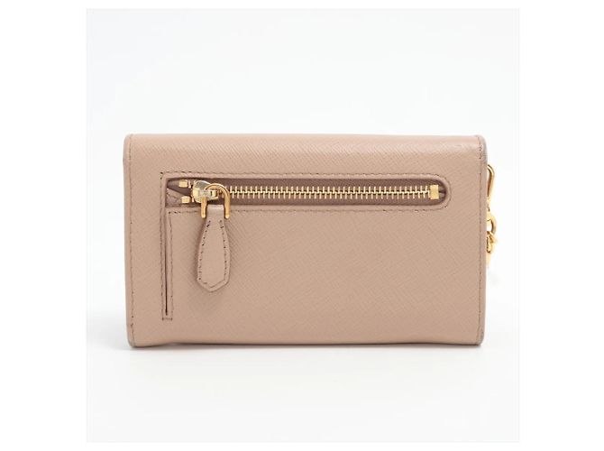 Portamonete Prada in pelle Saffiano Beige - vista 2